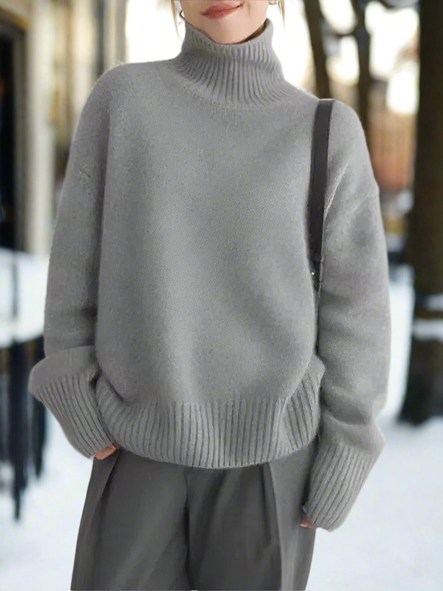Pull col roulé ample et doux à manches longues