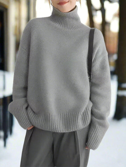 Pull col roulé ample et doux à manches longues