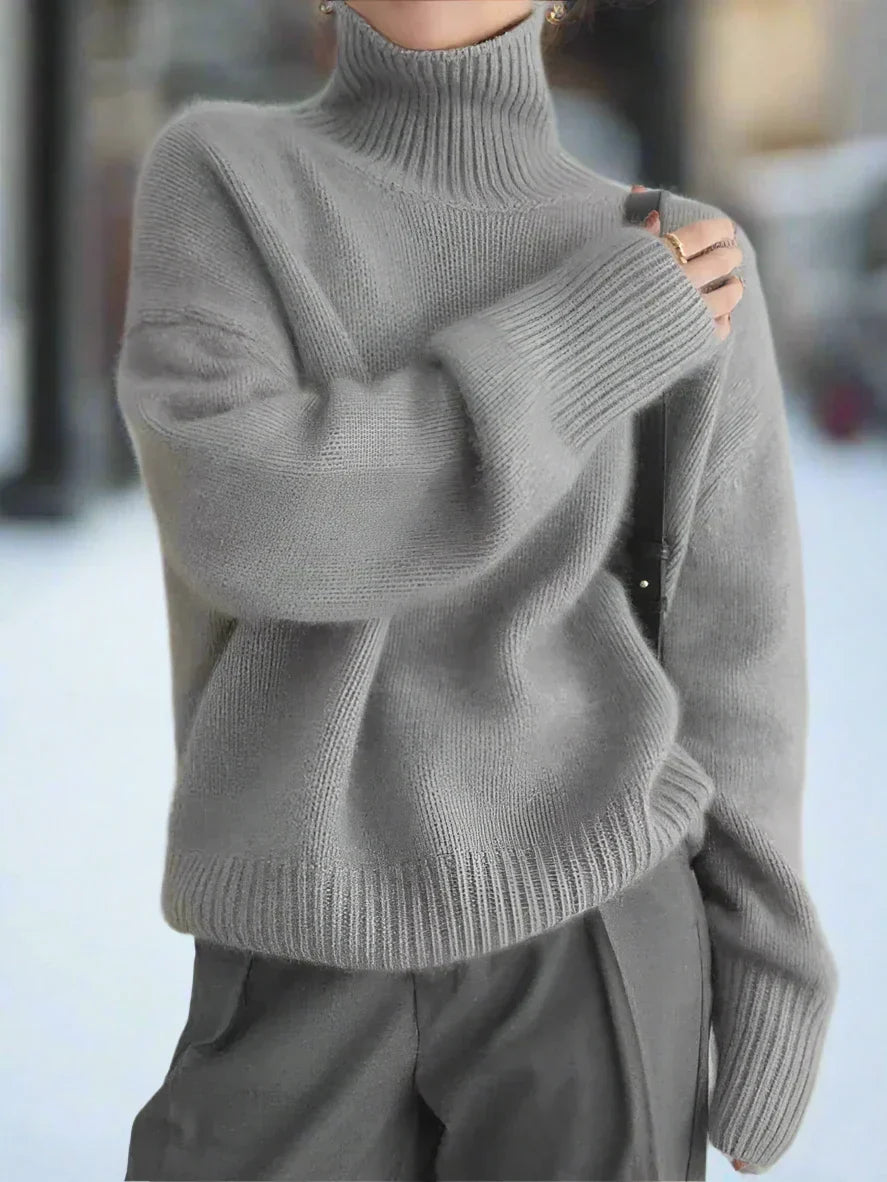 Gros pull tricoté oversize confortable manches longues