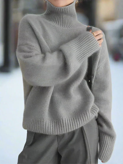 Gros pull tricoté oversize confortable manches longues