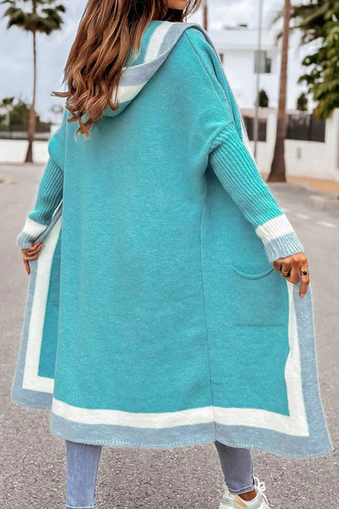 Langer Cardigan Offene Front Weiches Strick Rippbündchen mit Taschen →  Damen Cardigan Lang Weich Mit Taschen - IdealeKleiden