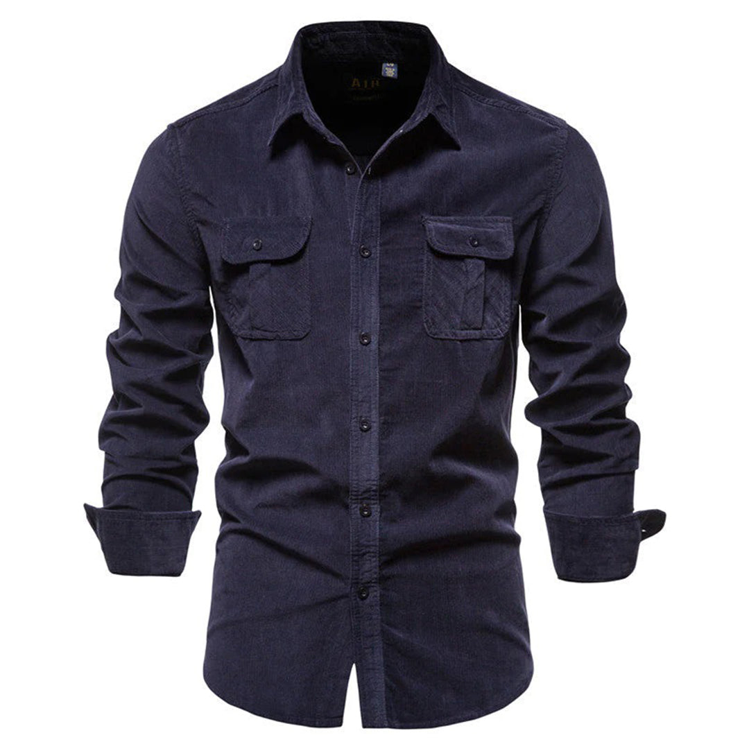 Chemise en velours côtelé à manches longues pour homme