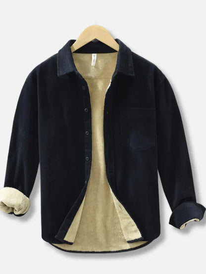 Chemise en velours côtelé chaude doublée polaire pour homme