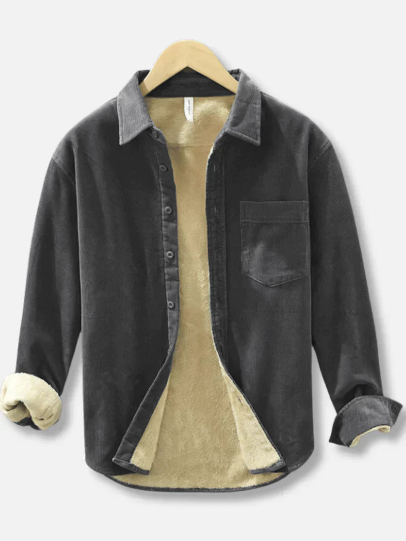Chemise en velours côtelé chaude doublée polaire pour homme