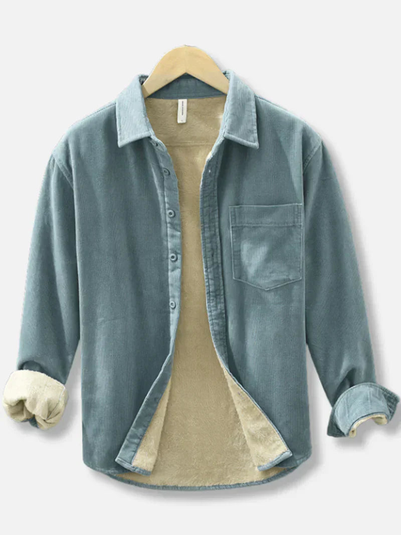 Chemise en velours côtelé chaude doublée polaire pour homme