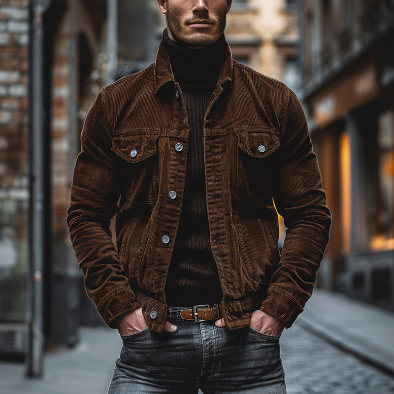 Herren Übergangsjacke Mit Knöpfen Regulär - IdealeKleiden