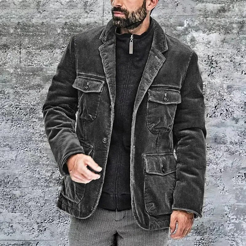 Herren Cargo Jacke mit Taschen und Knöpfen - IdealeKleiden