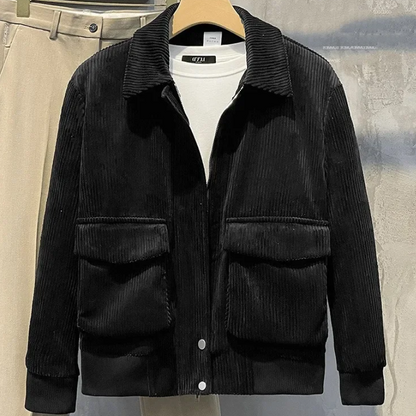 Veste courte en velours côtelé pour hommes à poches
