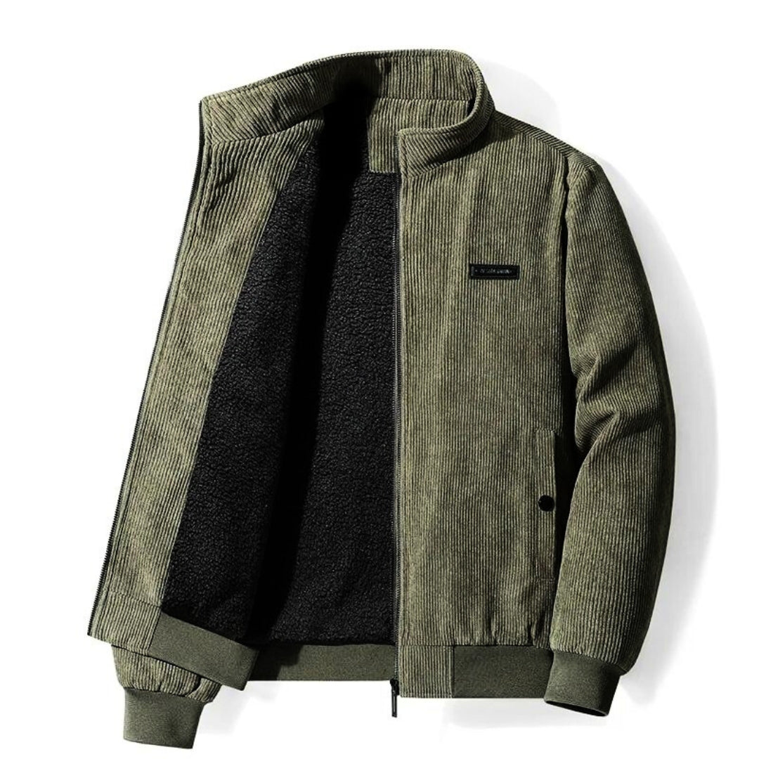 Herren Cordjacke Fleece Gefüttert Reißverschluss - IdealeKleiden