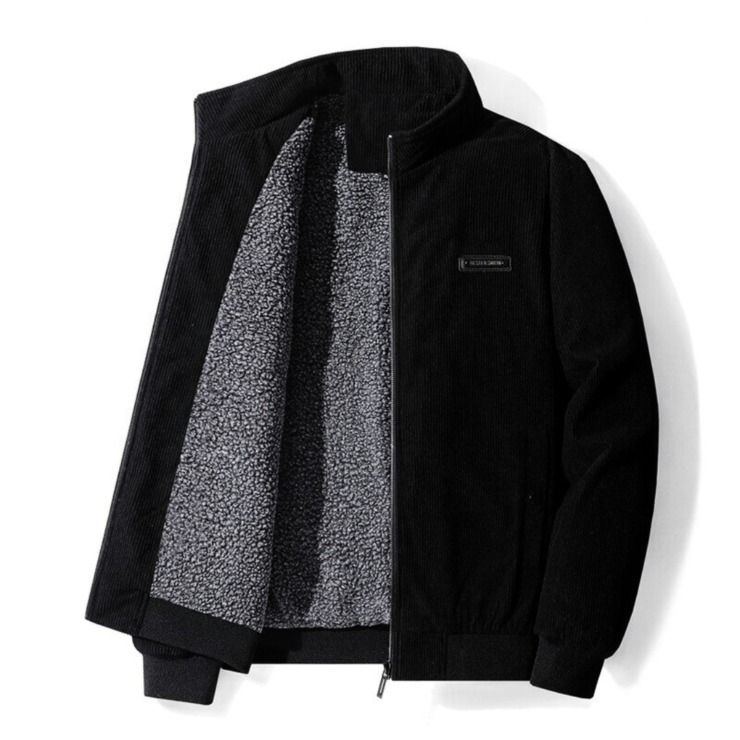 Veste en velours côtelé doublée polaire zippée pour hommes