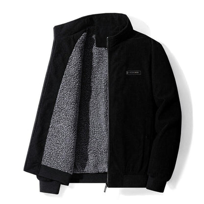 Veste en velours côtelé doublée polaire zippée pour hommes