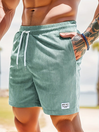 Shorts homme élastiques en velours côtelé avec cordon de serrage