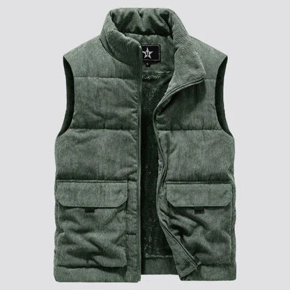 Gilet en velours côtelé doublé chaud pour femme
