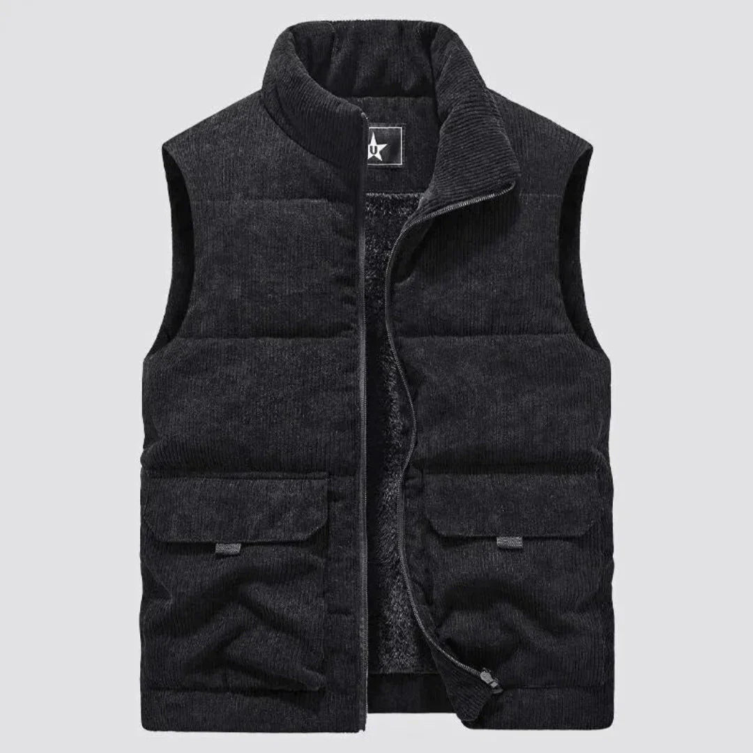 Gilet en velours côtelé doublé chaud pour femme