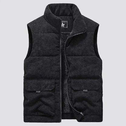 Gilet en velours côtelé doublé chaud pour femme