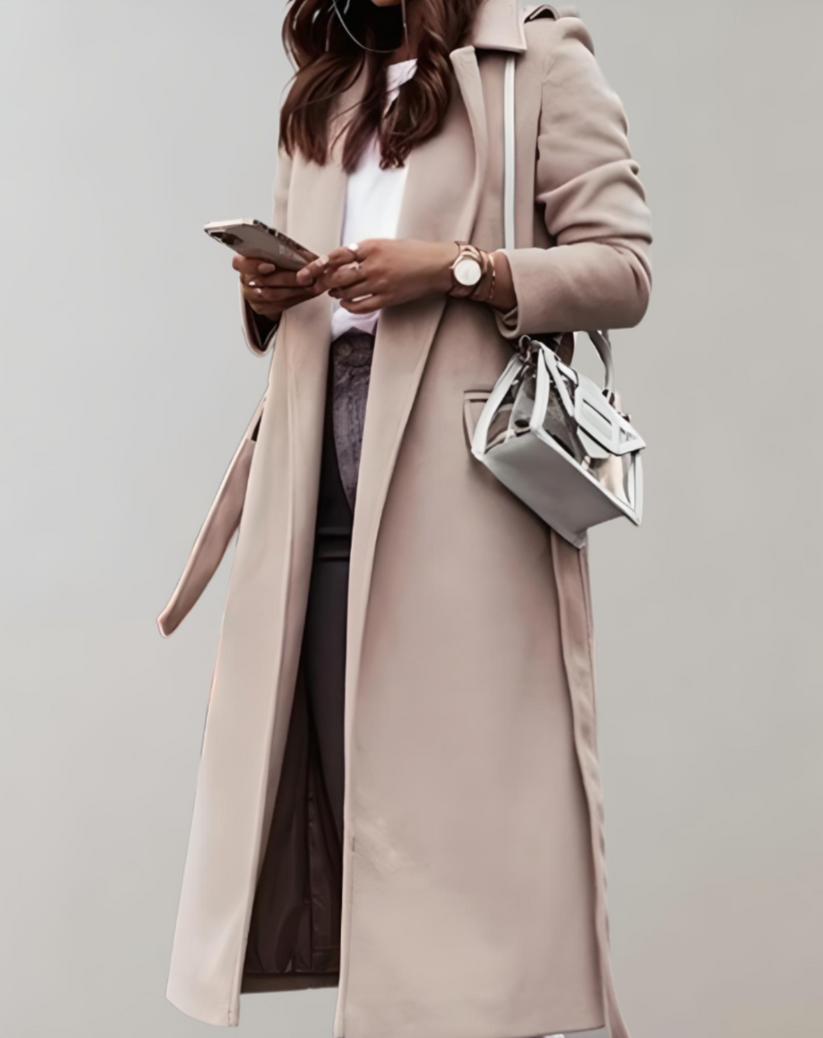 Manteau long d'hiver pour femme avec poches