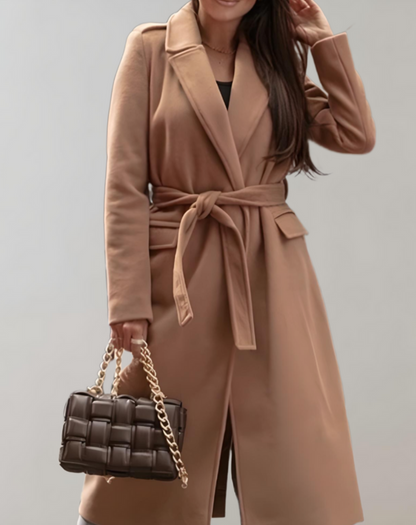 Manteau long d'hiver pour femme avec poches