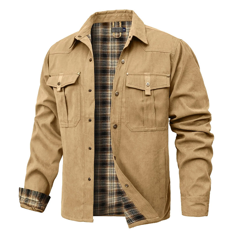 Chemise-veste en flanelle chaude doublée pour homme