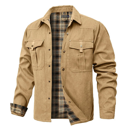 Chemise-veste en flanelle chaude doublée pour homme