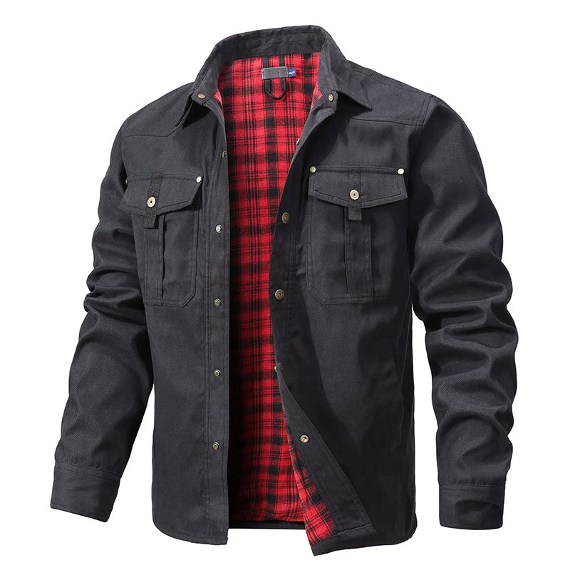 Chemise-veste en flanelle chaude doublée pour homme