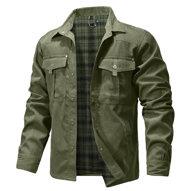 Chemise-veste en flanelle chaude doublée pour homme