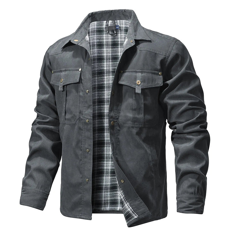 Chemise-veste en flanelle chaude doublée pour homme