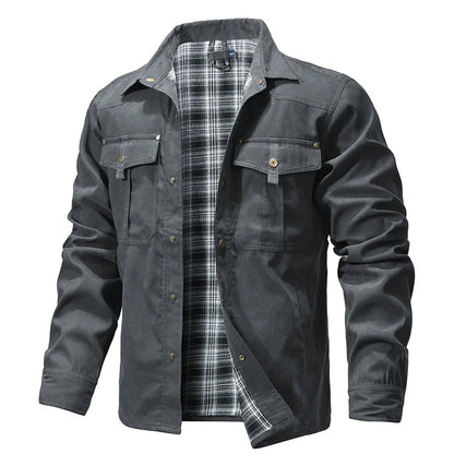 Chemise-veste en flanelle chaude doublée pour homme