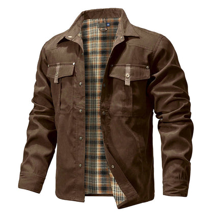 Chemise-veste en flanelle chaude doublée pour homme