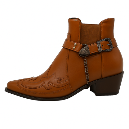 Bottes western pour hommes, bout pointu, chaussures en cuir