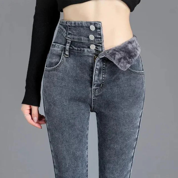 Jean slim en molleton pour femme