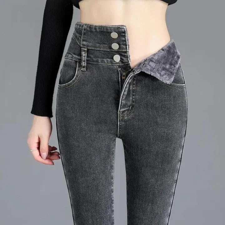 Jean slim en molleton pour femme