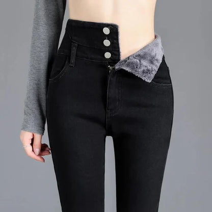 Jean slim en molleton pour femme