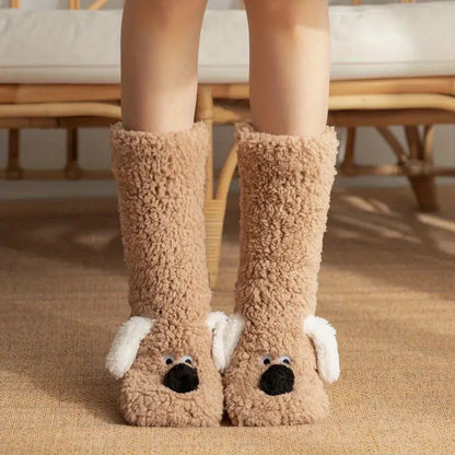 Chaussettes d'hiver douces avec motifs animaux pour enfants et adultes