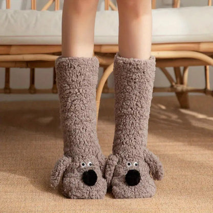 Chaussettes d'hiver douces avec motifs animaux pour enfants et adultes