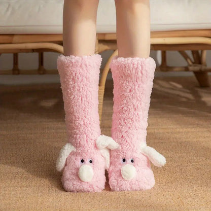 Chaussettes d'hiver douces avec motifs animaux pour enfants et adultes