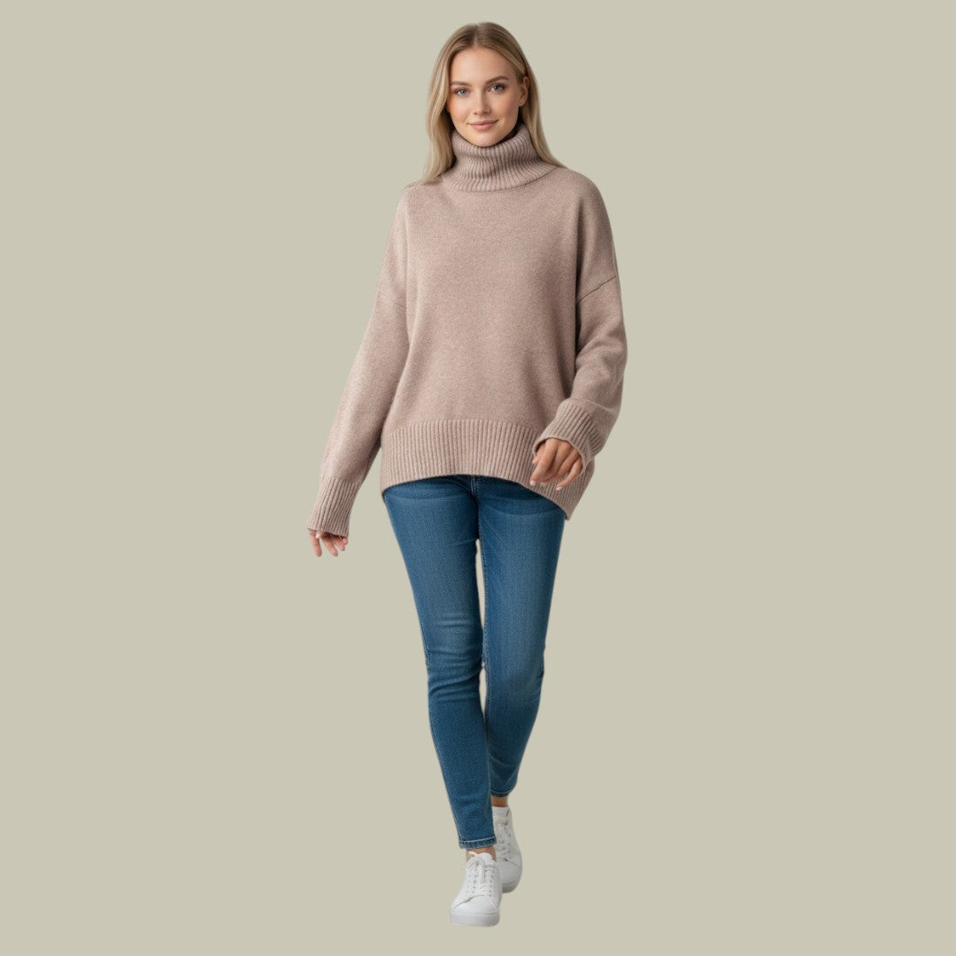 Pull Oversize Femme Hiver Chaud Col Roulé