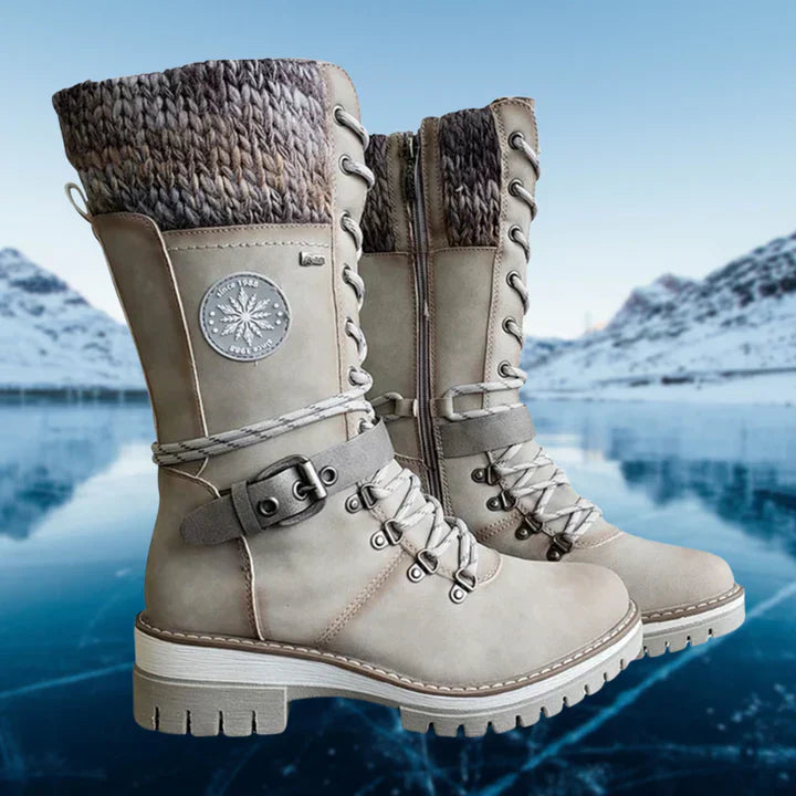Bottes d'hiver en cuir noir pour femme Elegance