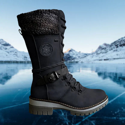 Bottes d'hiver en cuir noir pour femme Elegance