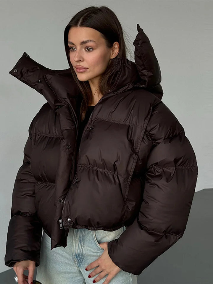 Doudoune Courte Femme Capuche Hiver
