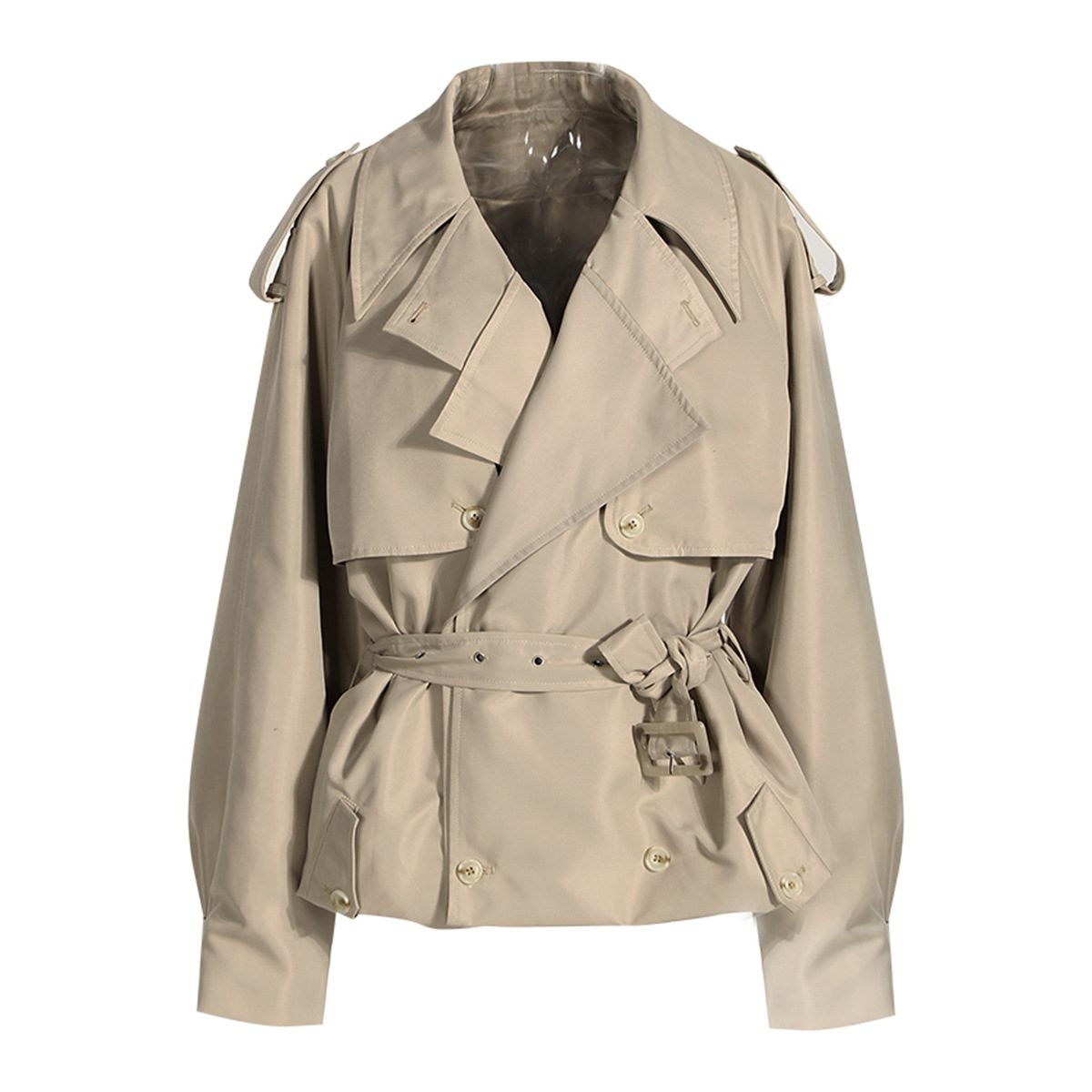 Trench-coat court pour femme, manches longues, moderne