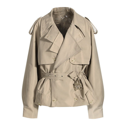 Trench-coat court pour femme, manches longues, moderne