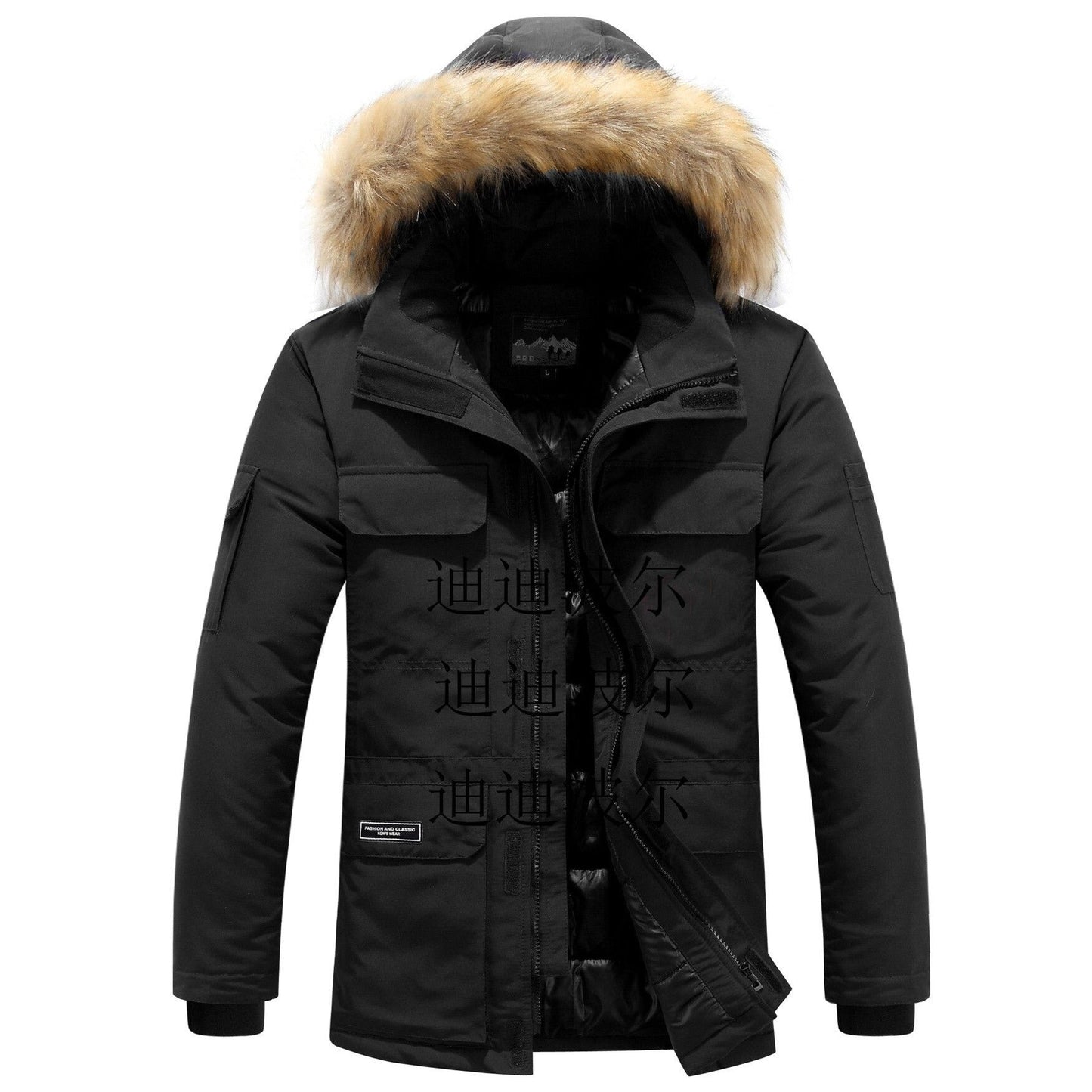 Manteau d'hiver homme avec détails en fourrure de luxe