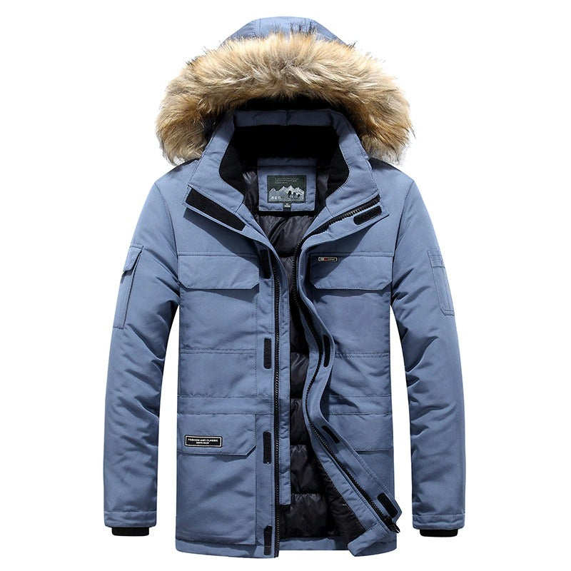 Manteau d'hiver homme avec détails en fourrure de luxe