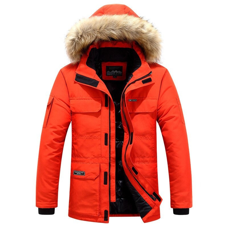 Manteau d'hiver homme avec détails en fourrure de luxe