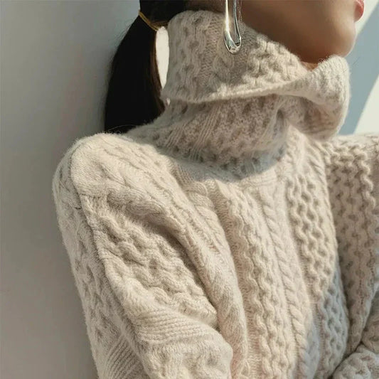 Damen Strickpullover Weich Gemustert - IdealeKleiden