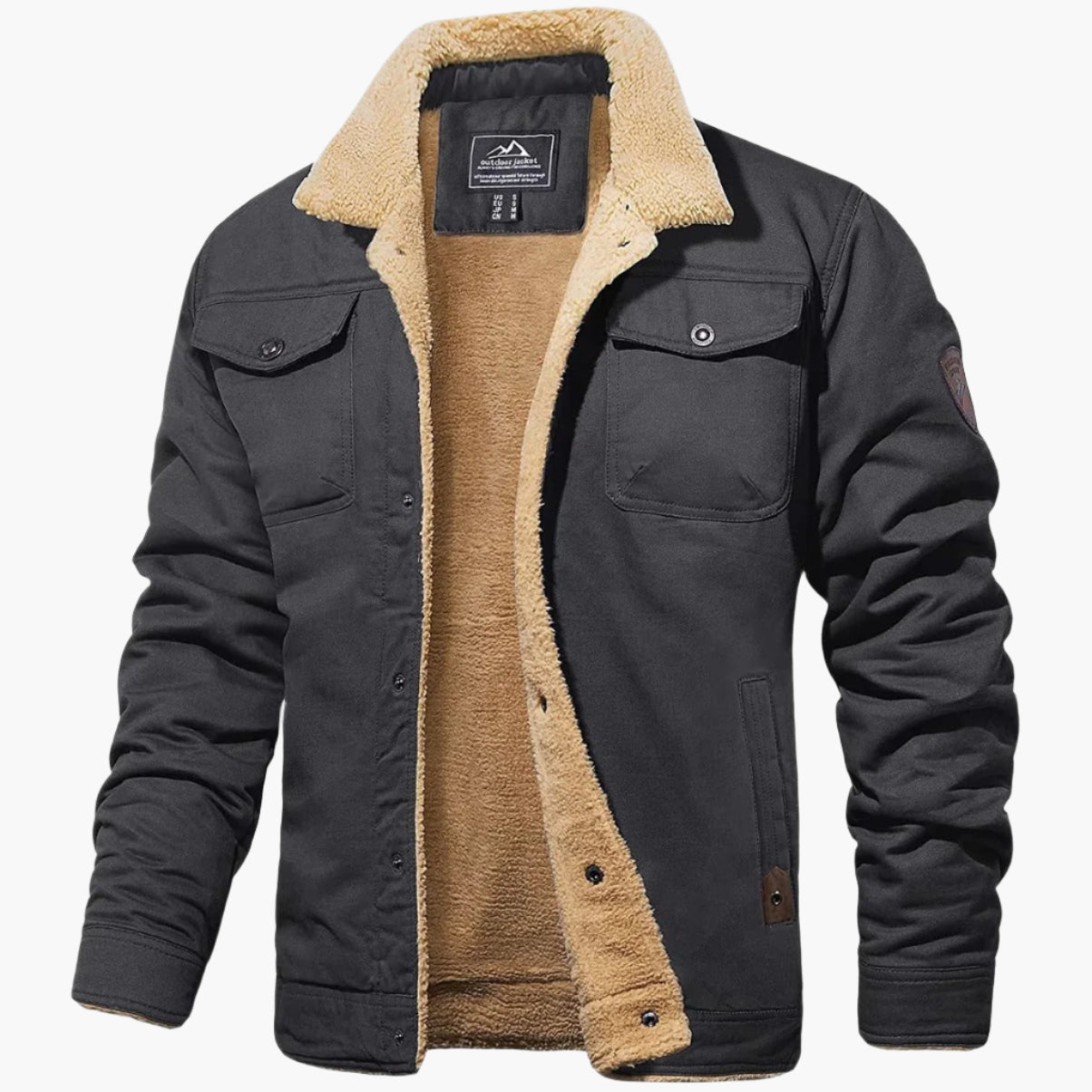 Blouson aviateur d'hiver doublé chaud style rétro