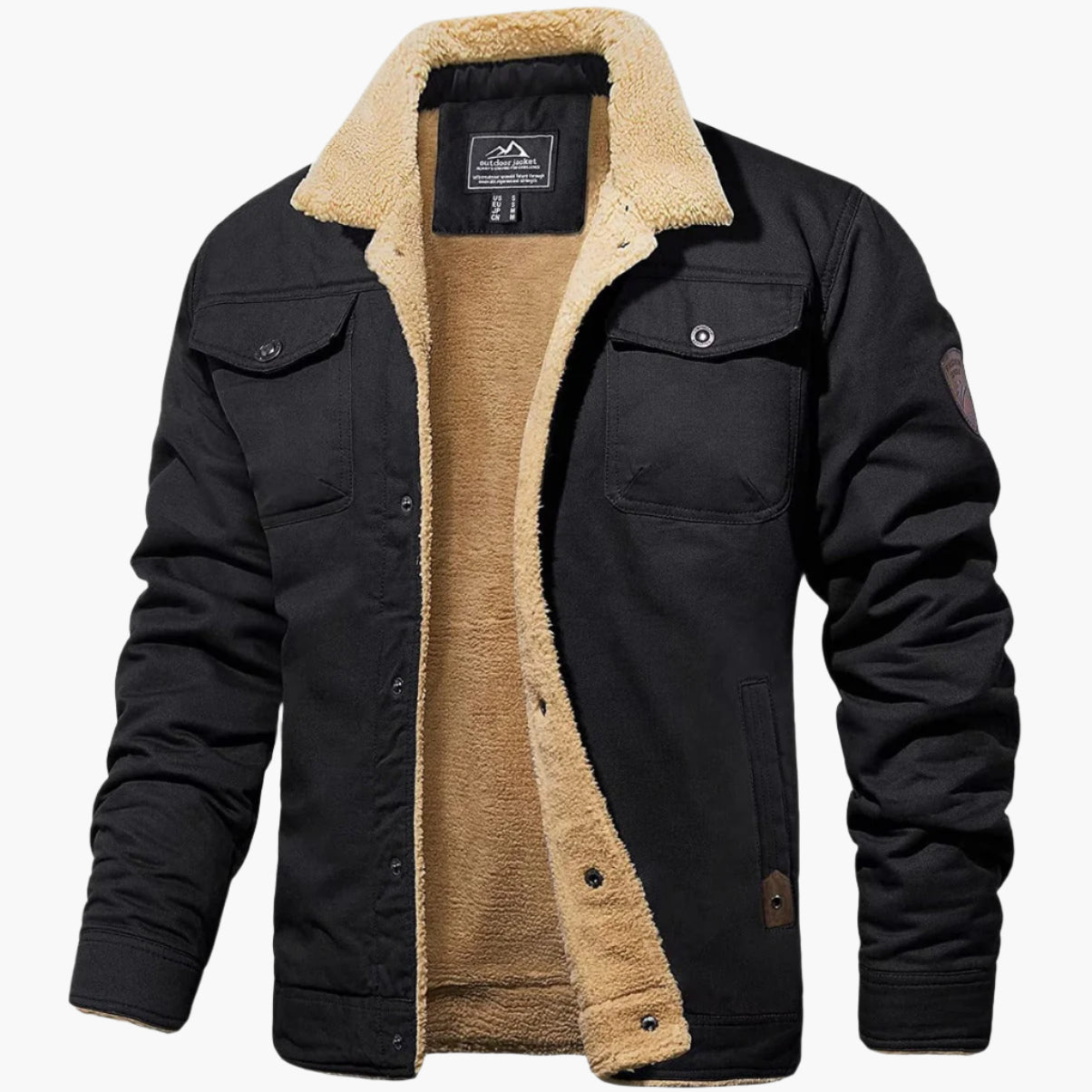 Blouson aviateur d'hiver doublé chaud style rétro