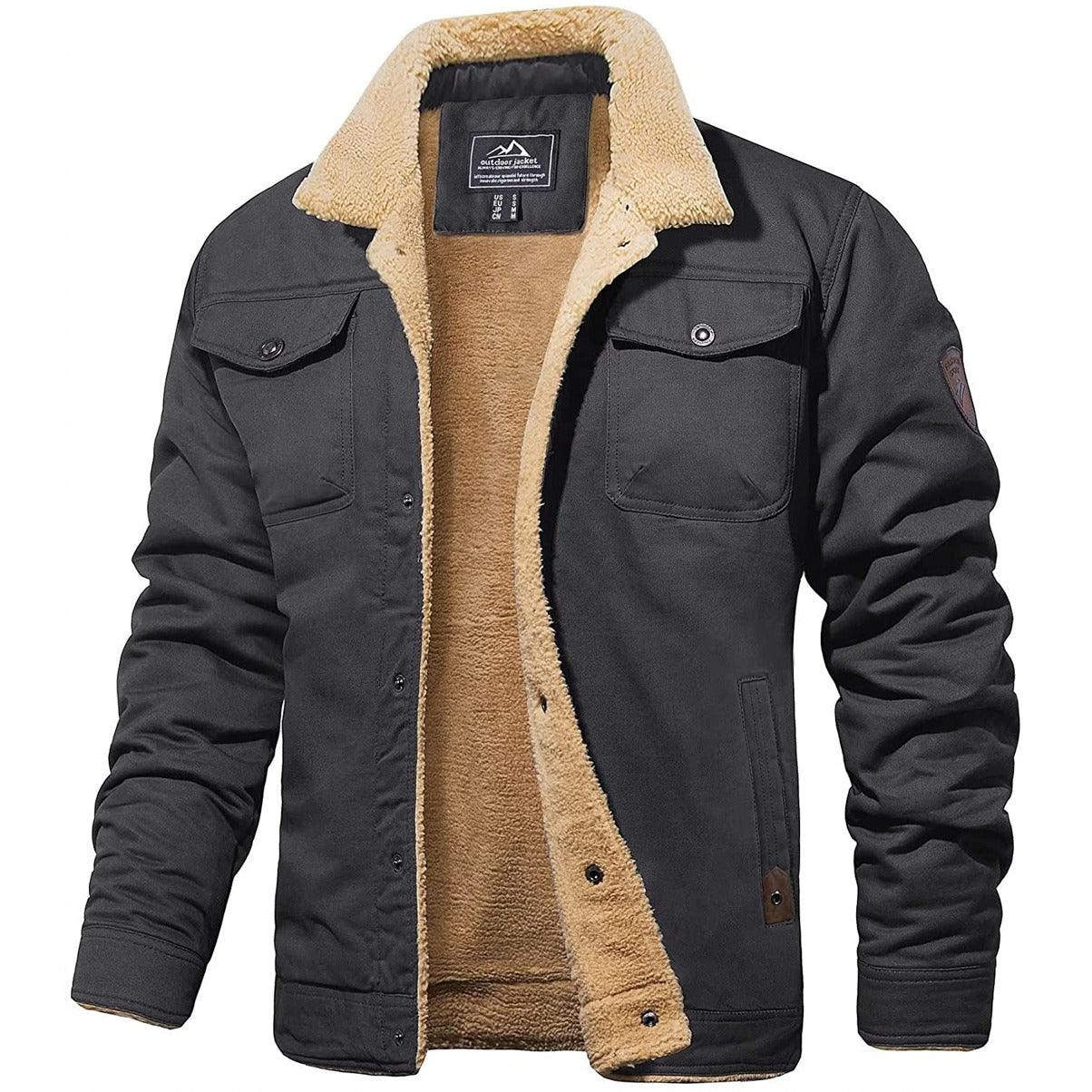 Blouson bombardier homme chaud doublé avec poches poitrine
