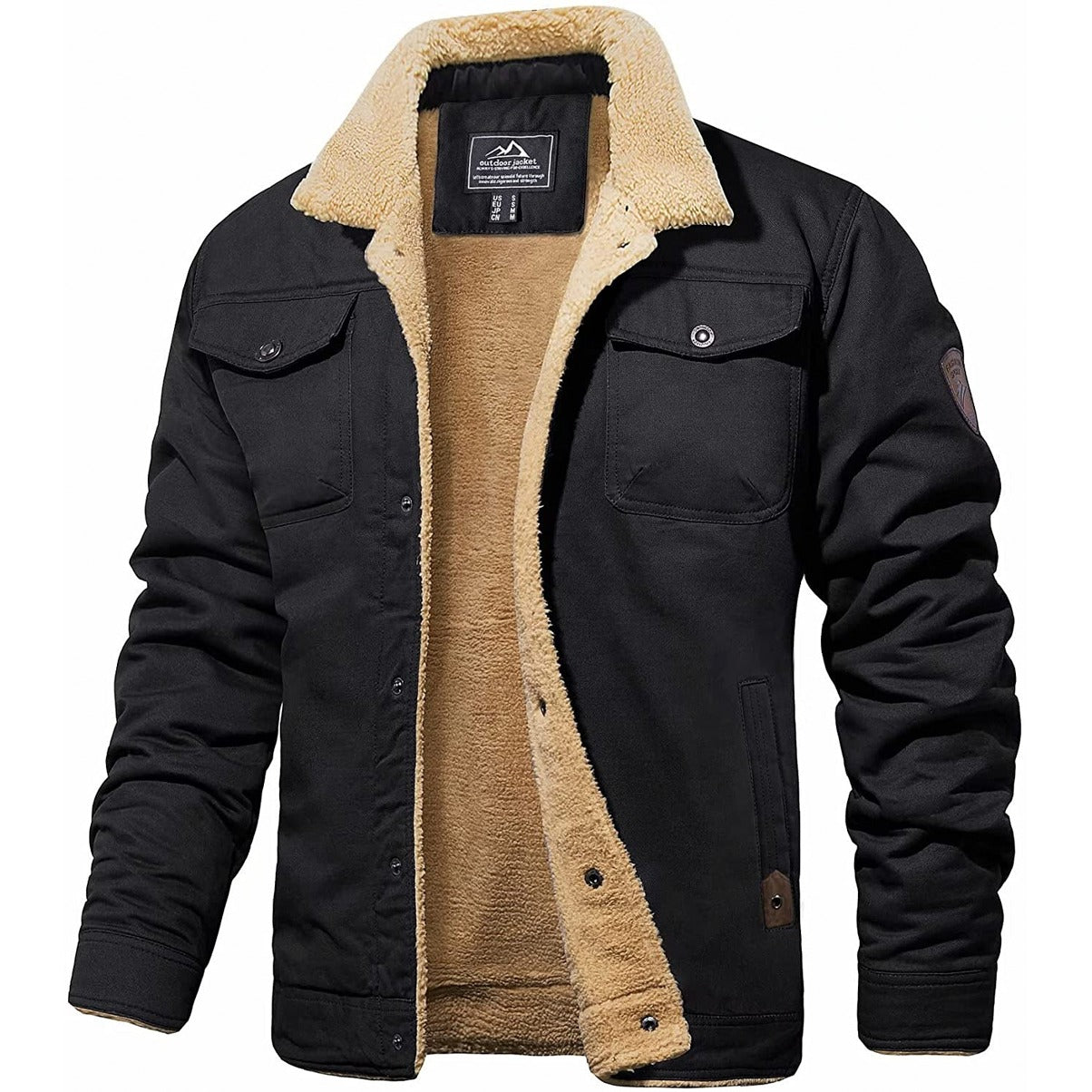 Blouson bombardier homme chaud doublé avec poches poitrine
