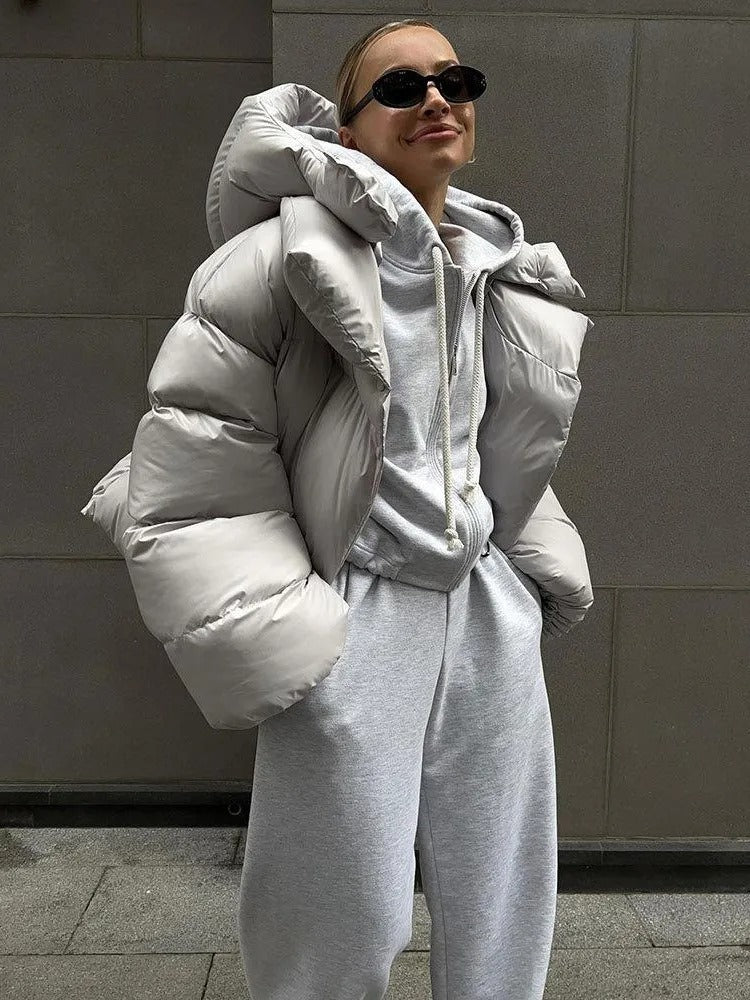 Doudoune matelassée à capuche pour femme - Courte et chaude